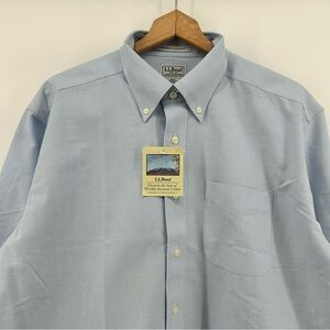 LL Bean Wrinkle-Resistant Oxford Dress Shirt 17-33 Blue 100% Cotton NWT